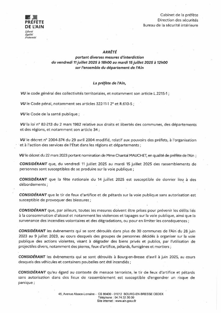 Arrêté préfectoral