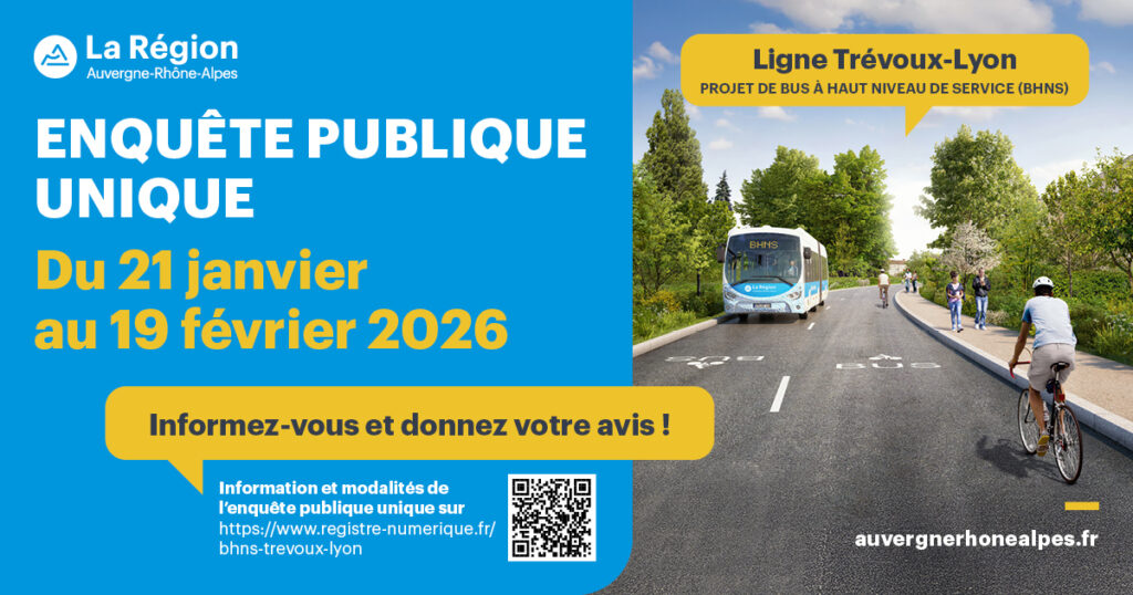 Enquête publique unique – Projet de Bus à Haut Niveau de Service (BHNS) Trévoux–Lyon : donnez votre avis !