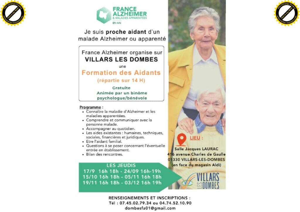 FORMATION DES AIDANTS FRANCE ALZHEIMER – VILLARS LES DOMBES