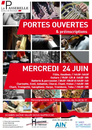 La Passerelle Ecole de Musique – Mercredi 24 juin 2026 – Portes ouvertes