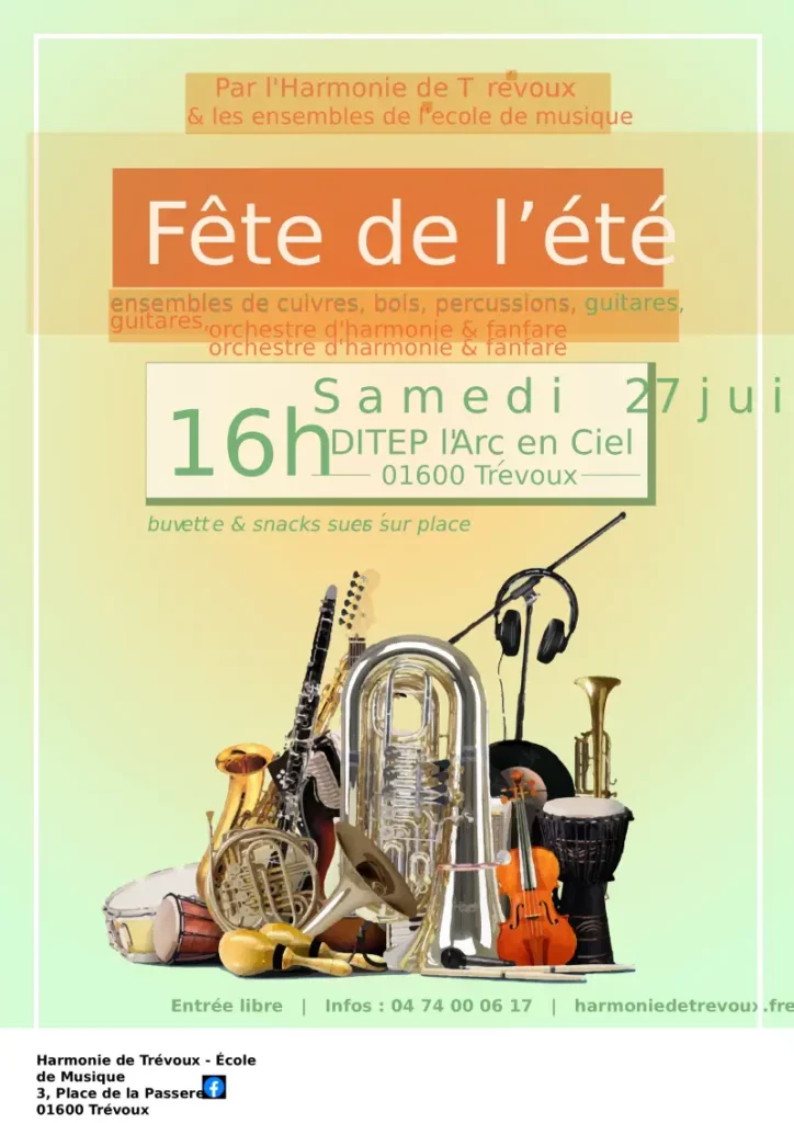 HARMONIE DE TREVOUX – SAMEDI 27 JUIN – FETE DE L&rsquo;ETE