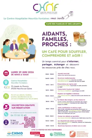 CAFE DES FAMILLES ET DES AIDANTS – LUNDI 29 JUIN 2026 – Centre Hospitalier Neuville Fontaines