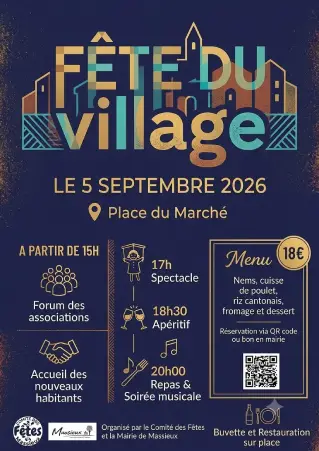 FÊTE DU VILLAGE – SAMEDI 5 SEPTEMBRE – Place du Marché – Massieux